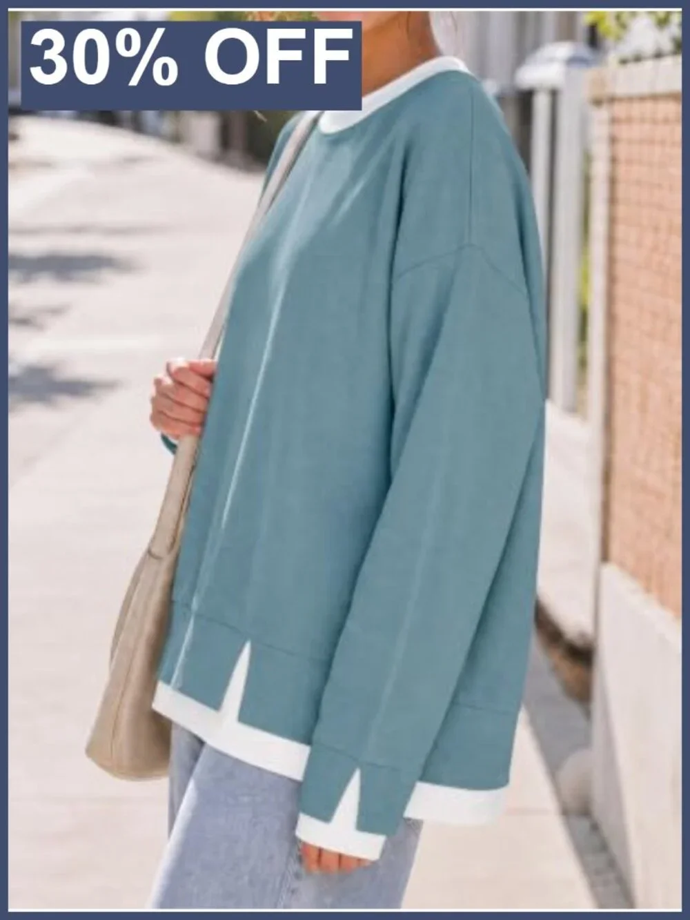 Fisoew Women Crewneck Sweatshirt Long Sleeve Oversized Pullover Top